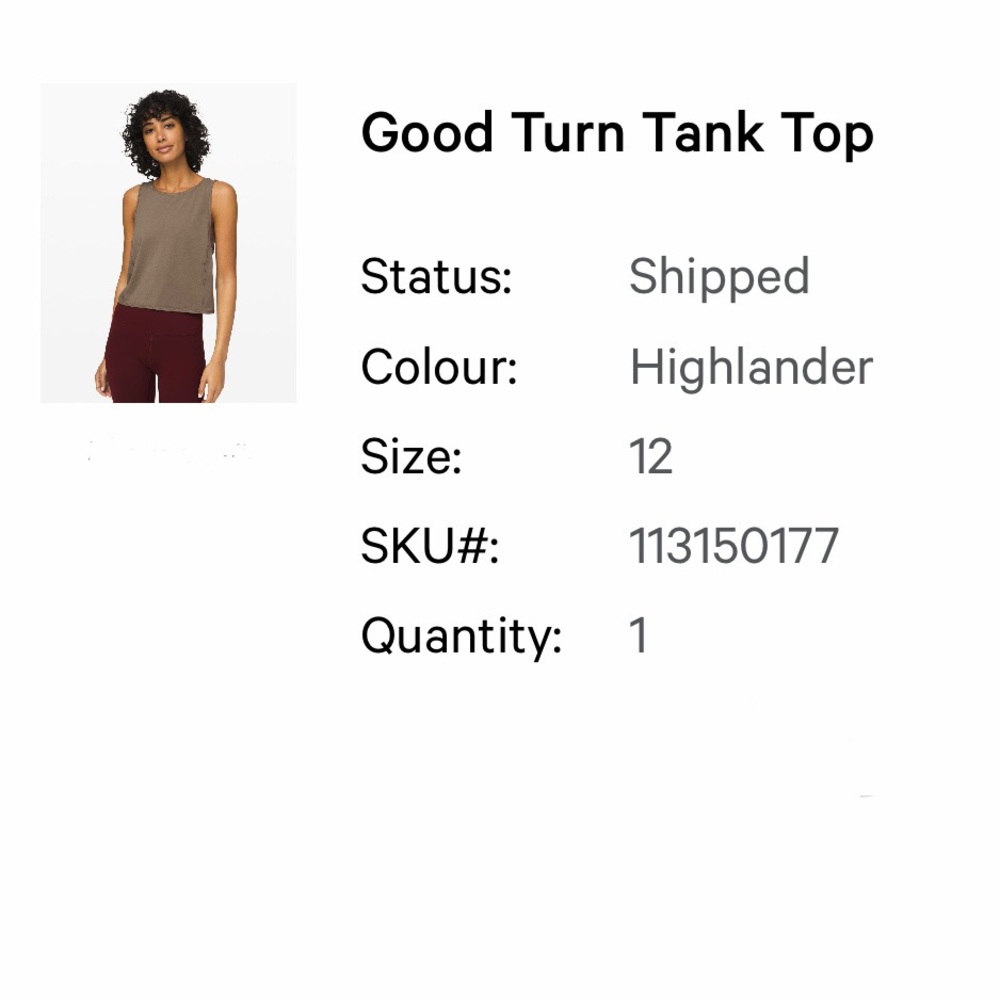 Lululemon Athletica | Good Turn Tank, Highlander Color, Size 12 - EUC - Picture 7 of 7